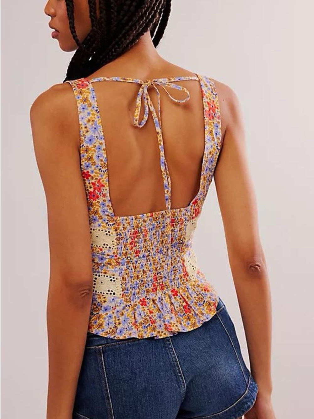 Free People Kiana lace printed tank top medium floral shirt - Picture 4 of 15
